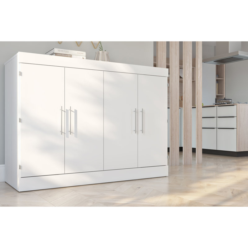 Lit avec armoire Nebula, Double, blanc