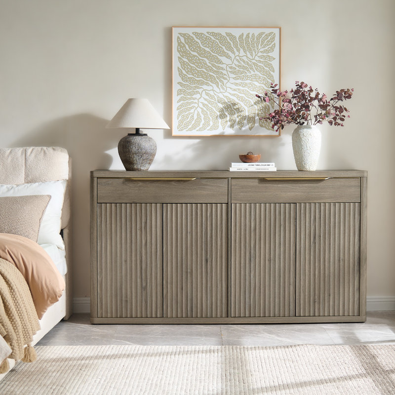 Cesiro 66.34'' Sideboard With 4 Doors And 2 Drawers, Gray Alder