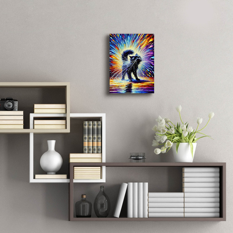 «Shake It Off Kitty» par Rich Monet, art mural en verre acrylique, H 16 po x l 12 po x P 0,13 po