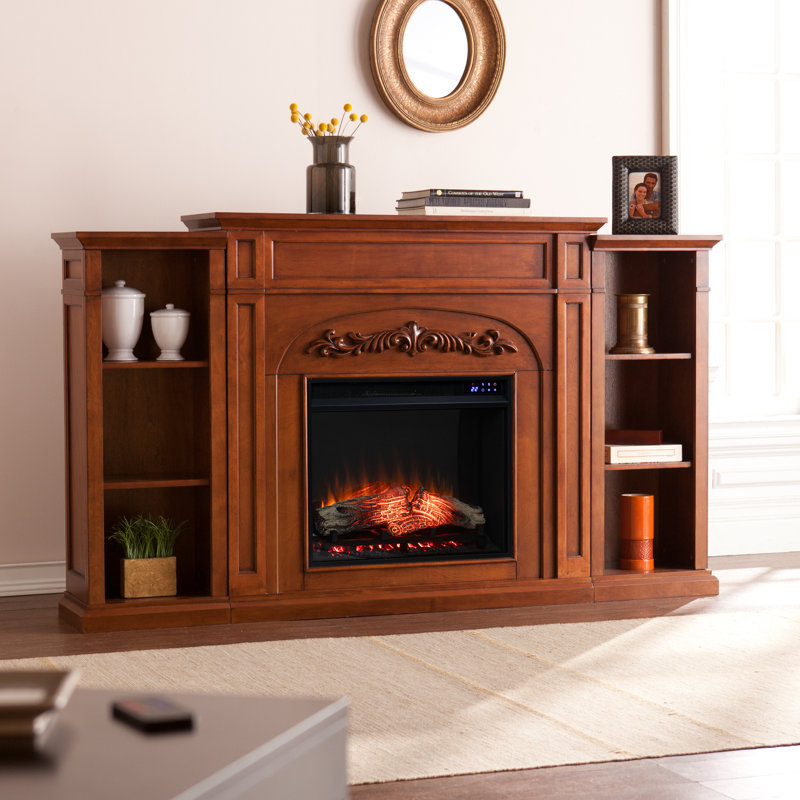 Tonsey 72.5'' W Electric Fireplace, Brown