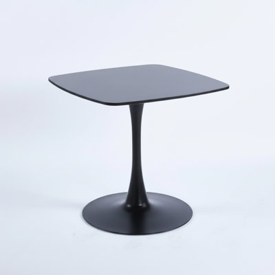 23.62" Modern Black Round Dining Table For 2 With Mdf Top And Sturdy Metal Legs, Compact Retro Style Design