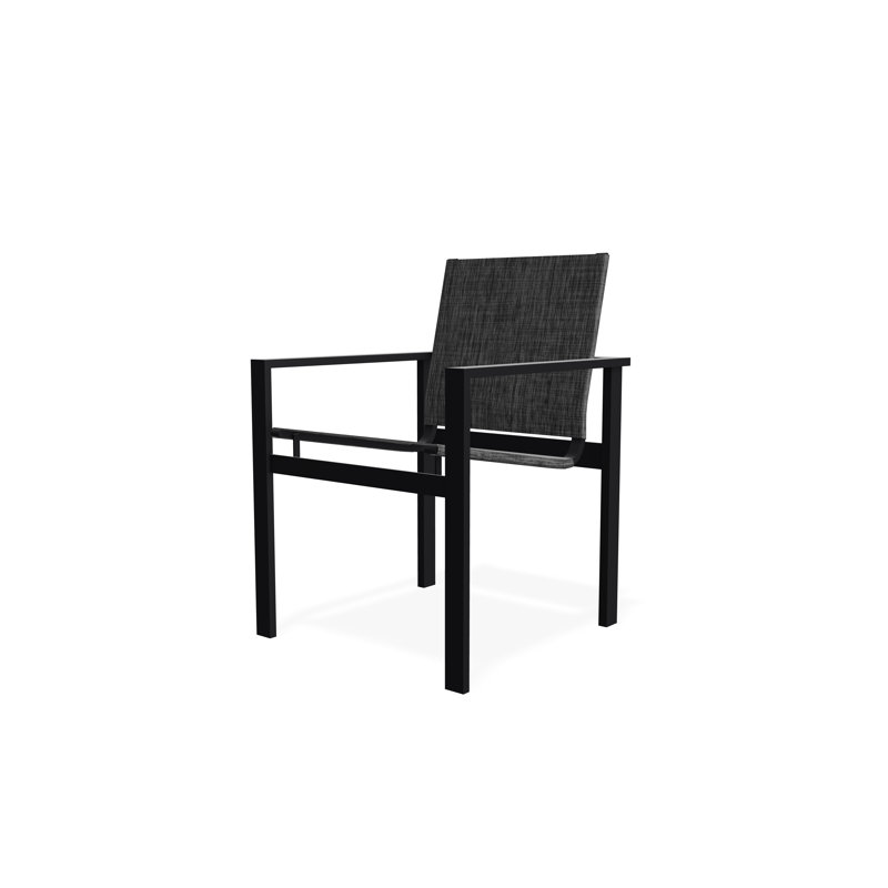 Tribeca Sling Stacking Arm Chair, Black, Augustine Shadow