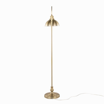 Contemporary Gold Metal Drum Shade Arc Floor Lamp
