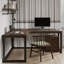 Bureau d'angle moderne et simple en bois massif en forme de L-37809880-37809882