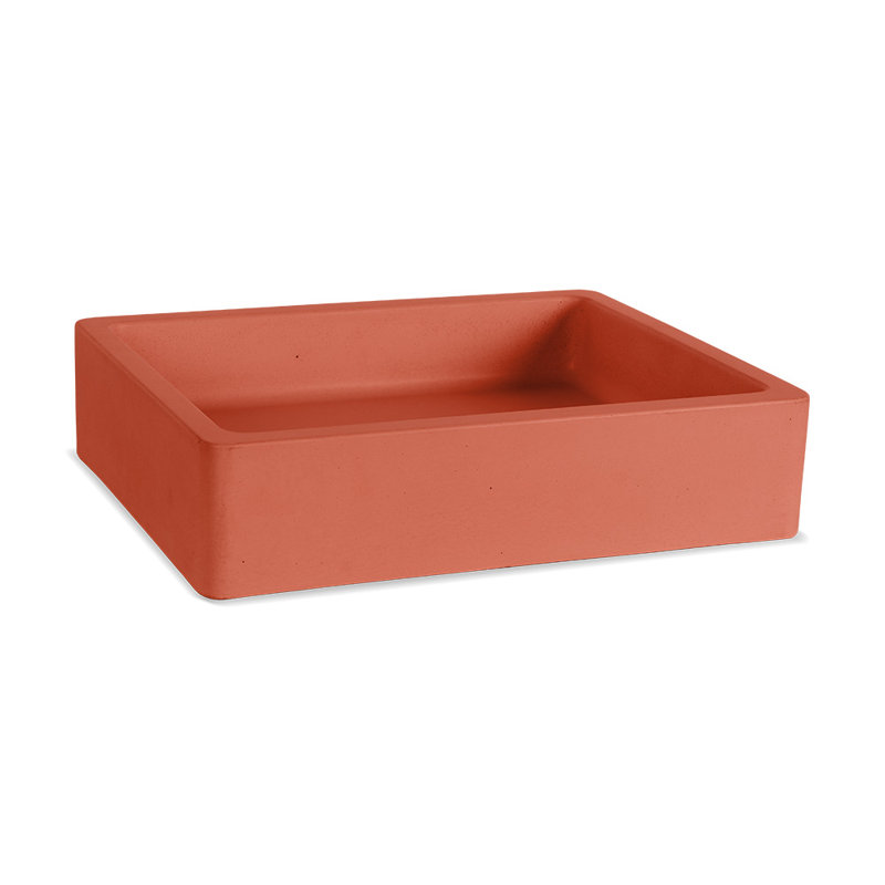 Newterra Handmade Rectangular Vessel Bathroom Sink, Brick