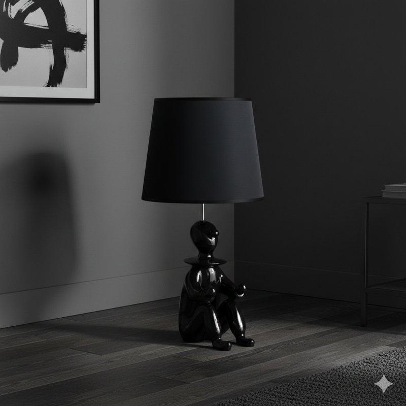 Lampe de table clown moderne 21,25 po, Noir, Noir