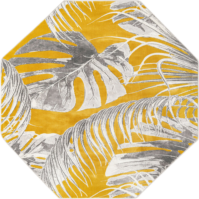 Floral Indoor Rug, Octagon 6'