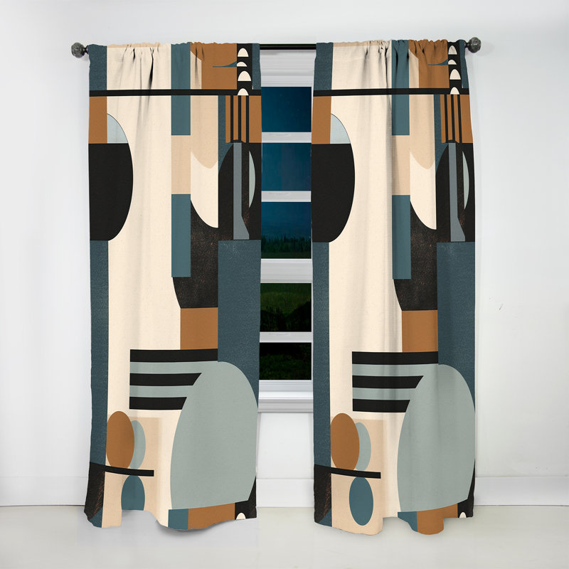 Hamal - ombres géométriques bleues et noires IV - rideau moderne - velours obscurcissant - 1 panneau, L 52 po x L 84 po
