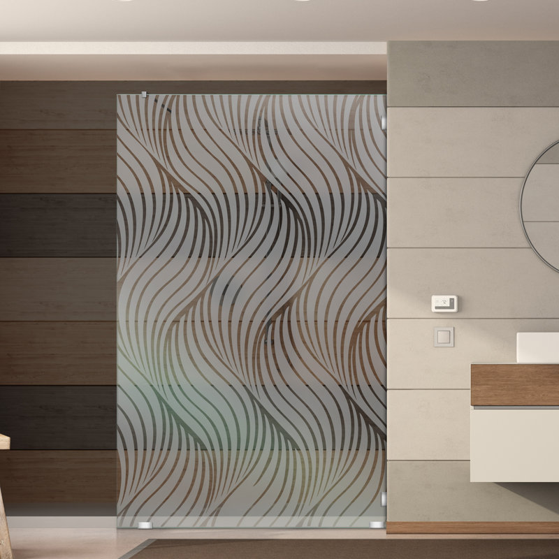 Panneau de verre trempé sablé 33-1 / 2 po x H 75 po pour cabines de douche modernes, Gauche, Semi-privé