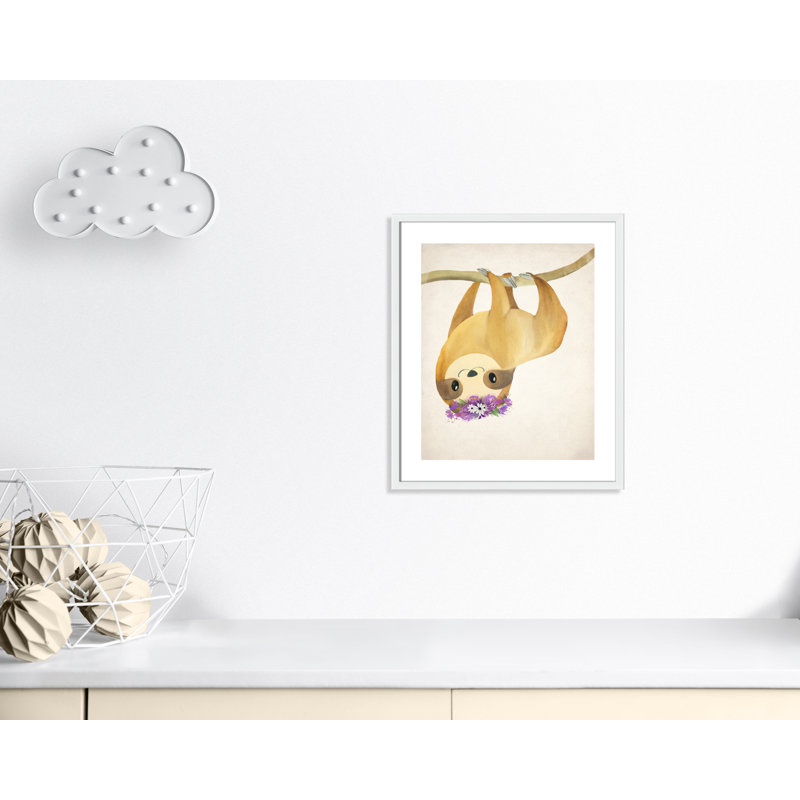 Sloth floral 2, H 25,5 po x l 21,5 po x P 1,19 po, Encadré de boîte blanc