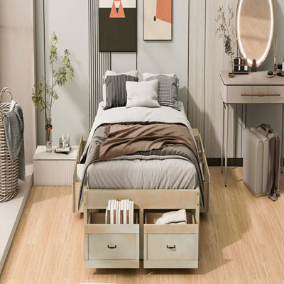 Queen Size Platform Bed With 6 Storage Drawers