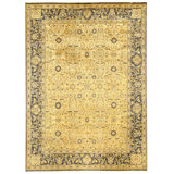 Hand Knotted Wool Oriental Area Rug in Gold And Black