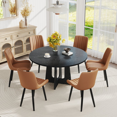 Ensemble de table de salle à manger 47,24 "avec fermoirs en aggloméré 4 / 6ème en polyuréthane, sièges 4-6 pour la cuisine et la salle à manger