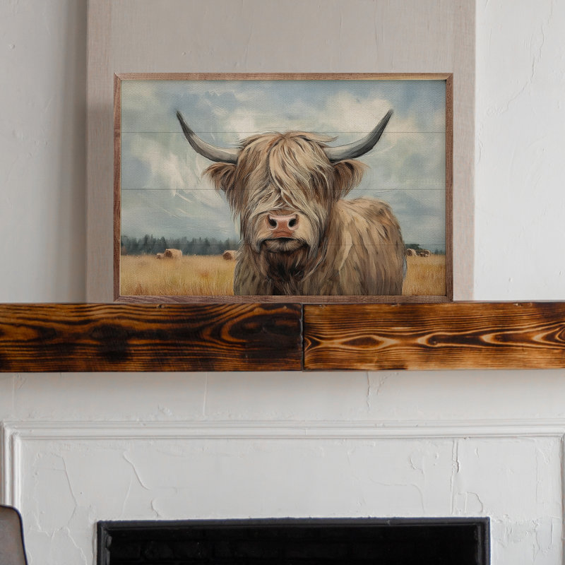 Bull avec ciel bleu, H 16 po x l 24 po