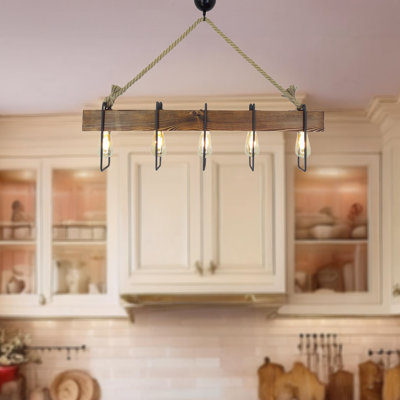 Lustre en bois de pin massif fait à la main