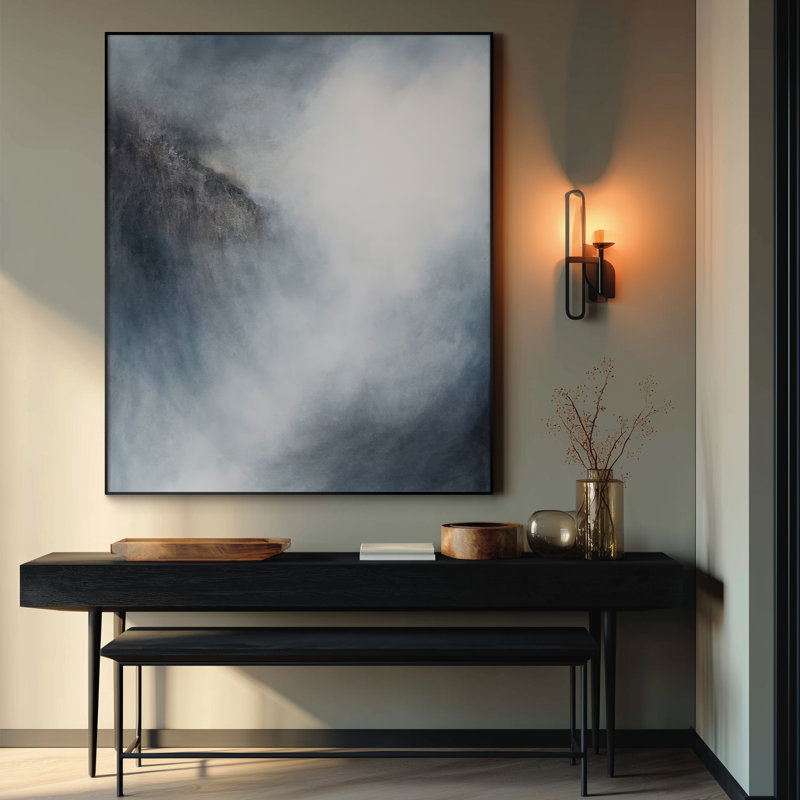 Très grand art mural imprimé sur tissu - Abstrait neutre moderne pour la décoration d'œuvres d'art contemporain pour le salon ou la chambre à coucher - «Assemblage requis du cadre (cadre non fini)»