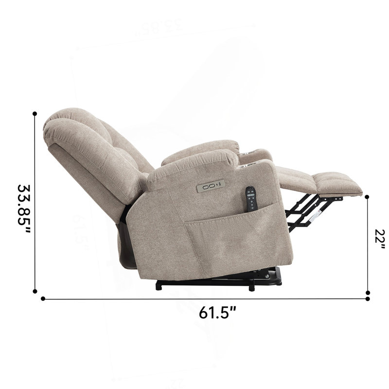 Power Lift Recliner Chair With Massage And Heat For Elderly, Overstuffed Wide Recliners, Heavy Duty Motion Mechanism With USB And Type C Ports, 2 Steel Cup Holders