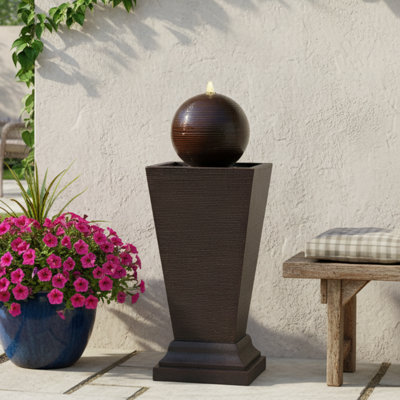 Retro Concrete Tall Column Fountain With LED Light