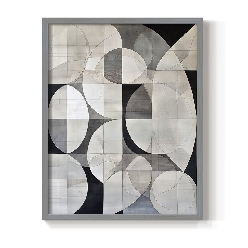 ABSTRACT Series XL III - Impression encadrée de qualité supérieure - Prêt à être accroché - Aucun clou requis, Gris