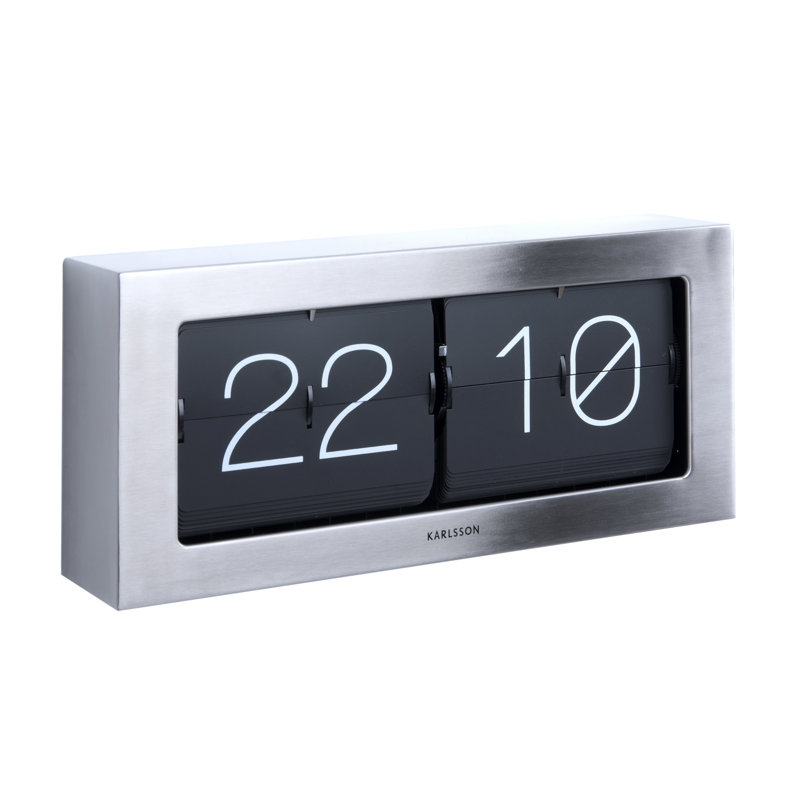 Digital Bamboo Manufactured Wood Electric Tabletop Clock, 11cm H x 21cm W x 8.5cm D, Brushed Steel