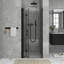 32 po X P 72 po H Porte de douche semi-cadrée pliante en H noir mat avec verre trempé transparent