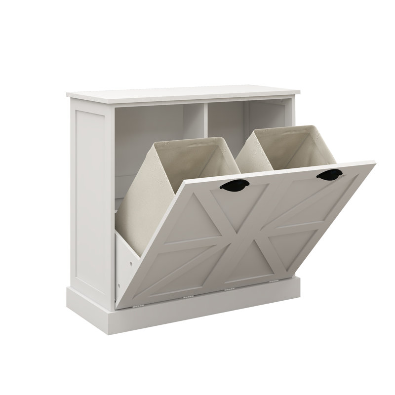 Armoire de trieur de linge à deux compartiments inclinable - blanc, buffet