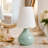 14" Ceramic Cordless Table Lamp with Scalloped Linen Shade-1806745881