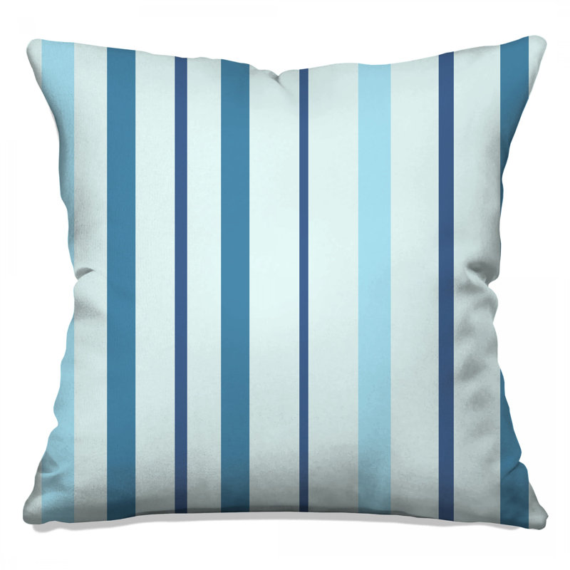 Coussins décoratifs à rayures verticales bleues, 16 x 16 pouces