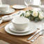 Waterside 12pc Linen Texture Porcelain Pad Print Dinner Set