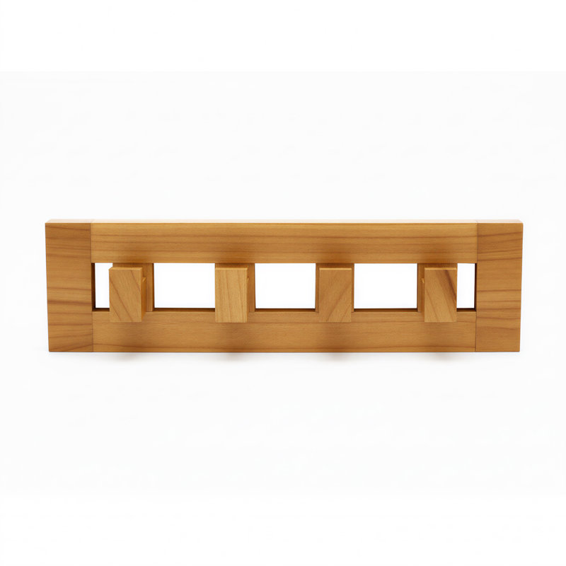 Teak 4-Hook Wall-Mounted Coat Rack