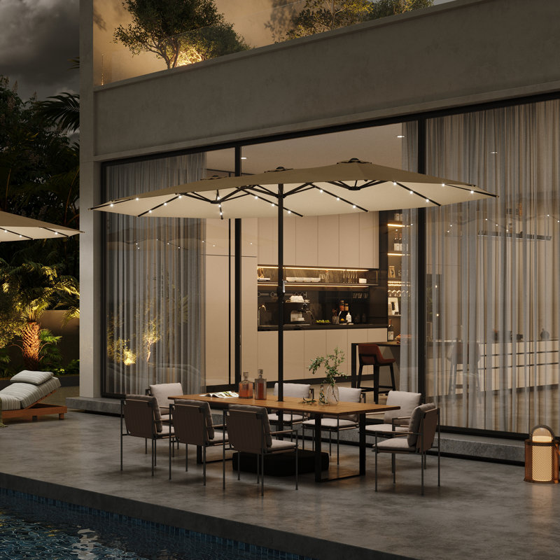 460cm Double-Sided Garden Parasol with Lights