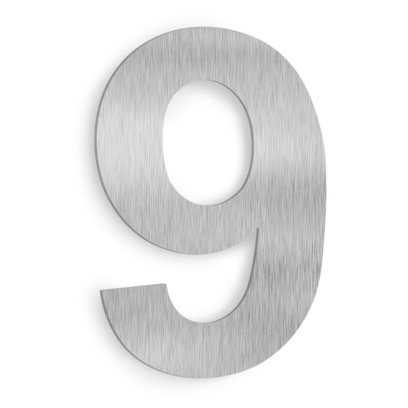 Numéro de maison à fixation flottante 6 po, 9, Argent