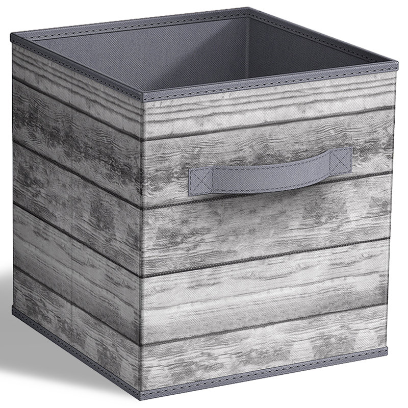 11" Foldable Fabric Storage Cube Bins with Handles, 1 Piece, Wood Grey, Grey