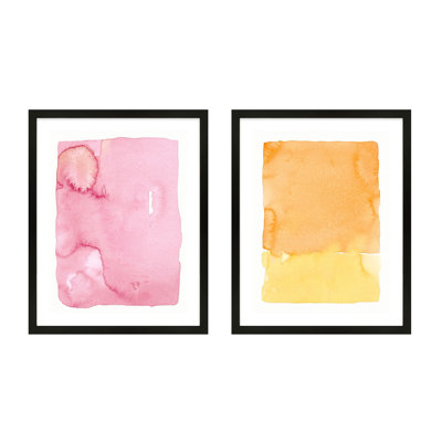 Pink & Orange Splash Set Of 2 Print by Jacques Pilon