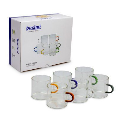 Bacimi Multi-color Borosilicate Clear Glass Espresso Cups 120ML/4oz