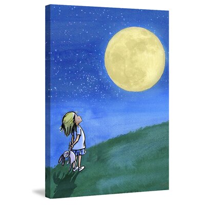 Girl And Moon' by Phyllis Harris Painting Print on Wrapped Canvas -  Marmont Hill, MH-PHYHAR-08-C-45