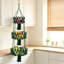 Trois paniers de fruits suspendus à trois niveaux pour la cuisine, hamac à fruits en corde de coton tissé, support à cintre en macramé pour le rangement et l'organisation des fruits et légumes, support à plantes suspendu Boho pour l'intérieur et l'extérieur