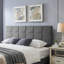 Tête de lit contemporaine très grand / très grand: design gaufré, garniture passepoilée, partie de lit réglable en tissu gris anthracite de 48,5 à 53 pouces,-619604893