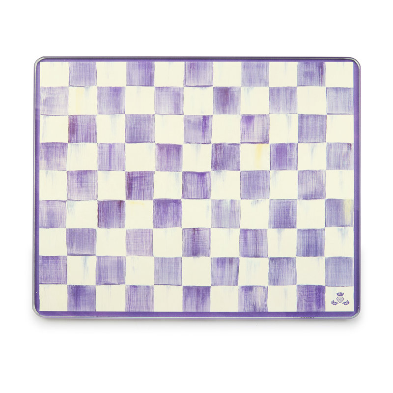 Violet Check Glass Cutting Boards, Set Of 2