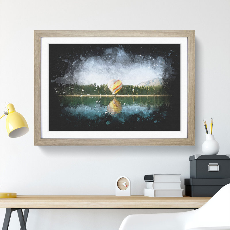 Hot Air Balloon Vol.1 - Picture Frame Graphic Art, Oak Framed, 36cm H x 48cm W x 2cm D