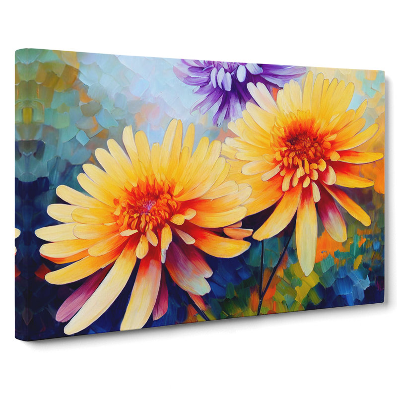 Chrysanthemum Flowers - Wrapped Canvas, 50cm H x 76cm W x 3cm D