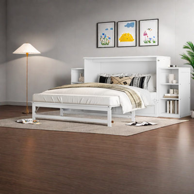 Grands lits peu encombrants avec rangement en bois, conception moderne pour les pièces compactes