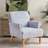 Striped Upholstered Wooden Chair with Rolled Arm-951354672