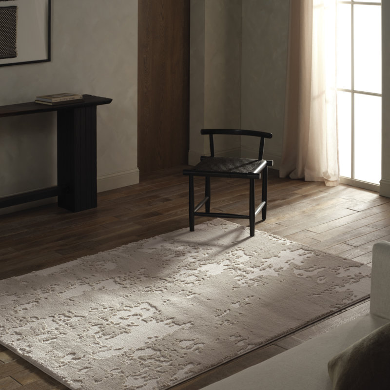 Jaida Abstract White Area Rug, Rectangle 6'7" x 9'6"