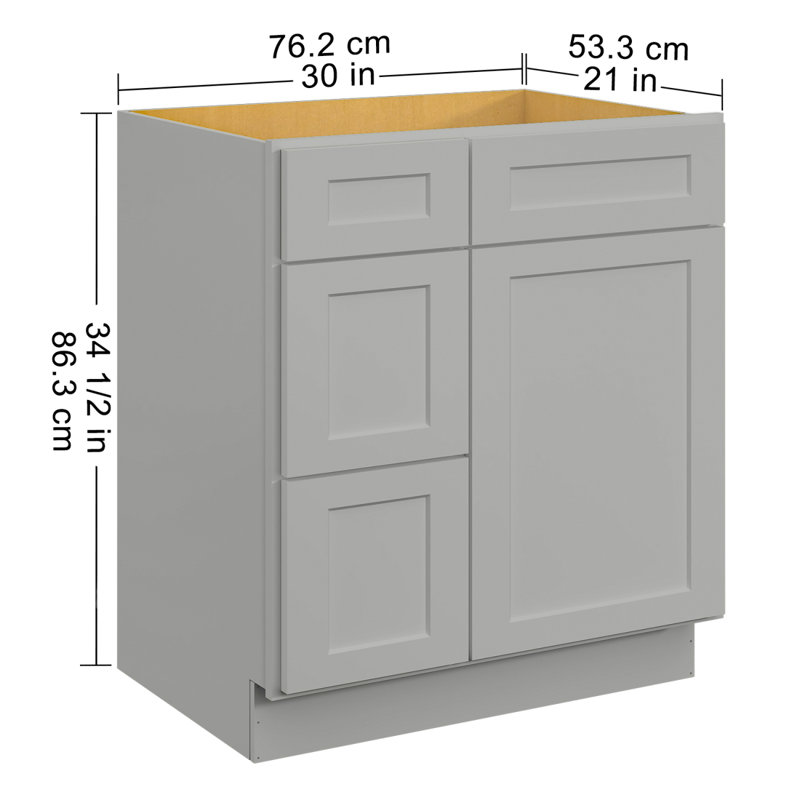 30 In. W X 21 In. D X 34.5 In. H In Shaker Plywood Ready To Assemble Floor Vanity Sink Base Kitchen Cabinet With Left Door