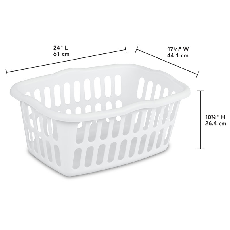 Sterilite 1.5 Bu Rectangular Laundry Basket, Classic Design to Carry Clothes to Laundry Room
