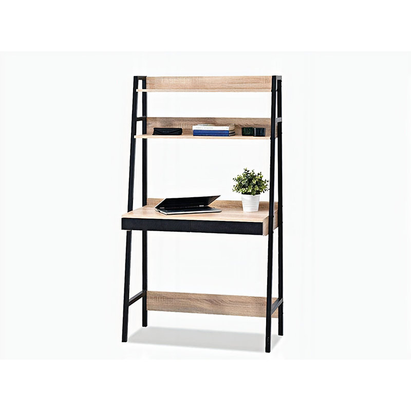 Dawnetta Metal Base Writing Desk, Black, Oak