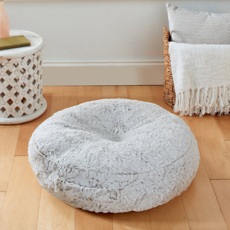 Coussin de sol en fausse fourrure Fauxchilla, Fauxchilla fauve