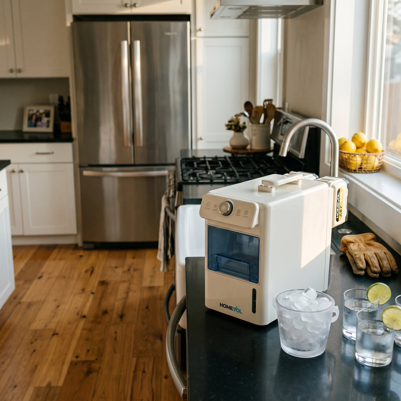 Portable Stainless Steel Ice Maker Machine 20Lbs Daily Production With Auto Self-Cleaning, White