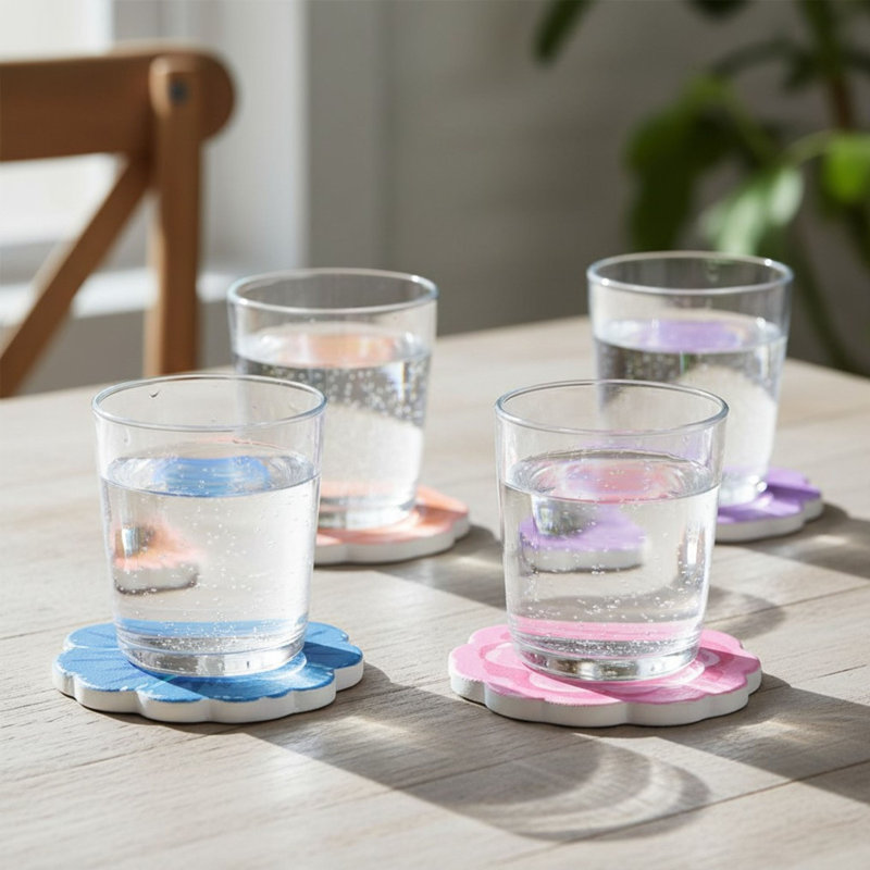 10 sous-verres fleur de rue aux fraises